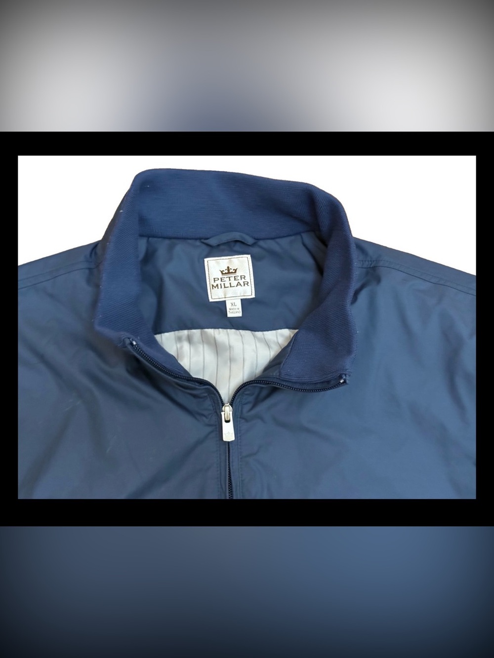 Peter Millar Austin Windbreaker Jacket Mens XL Blue Full Zip Lightweight Golf - Picture 2 of 7
